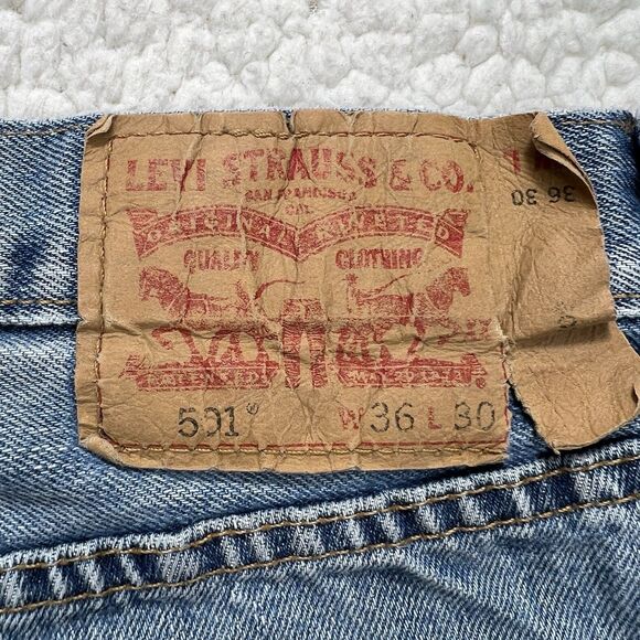 VTG Levi’s 501 Men’s Jeans 36x30 (Actual 34x29) Y2K Grunge Straight Leg Denim - Picture 6 of 12